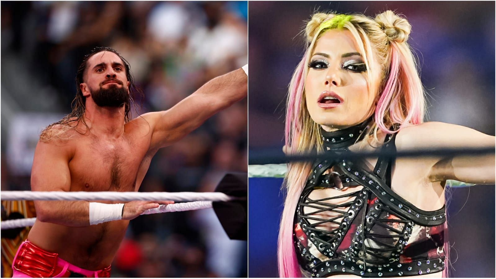 Seth Rollins (left) and Alexa Bliss (right)