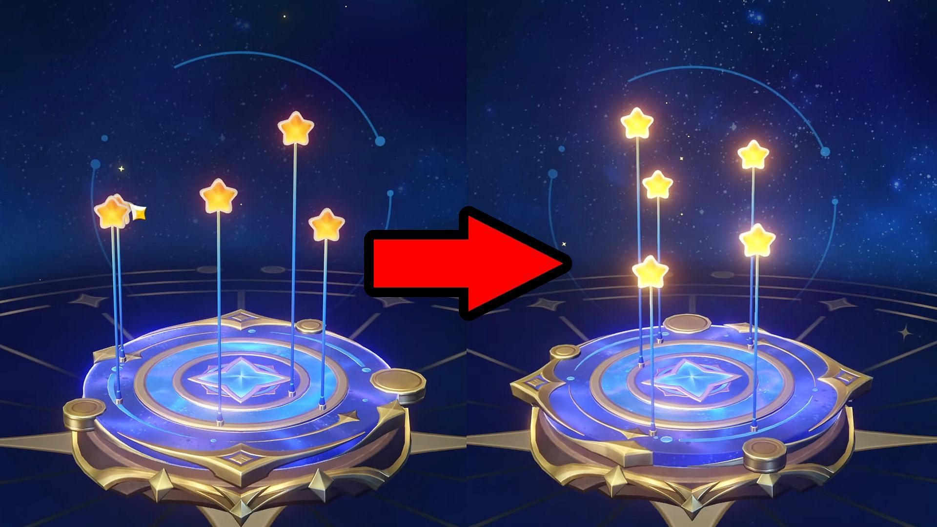 The start of the puzzle versus the end of it (Image via HoYoverse)