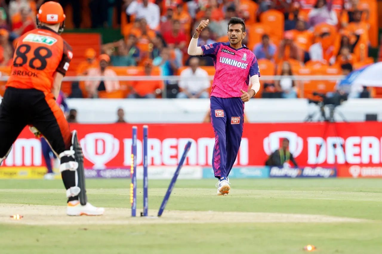 Yuzvendra Chahal castled Harry Brook in Rajasthan Royals&#039; first game. [P/C: iplt20.com]