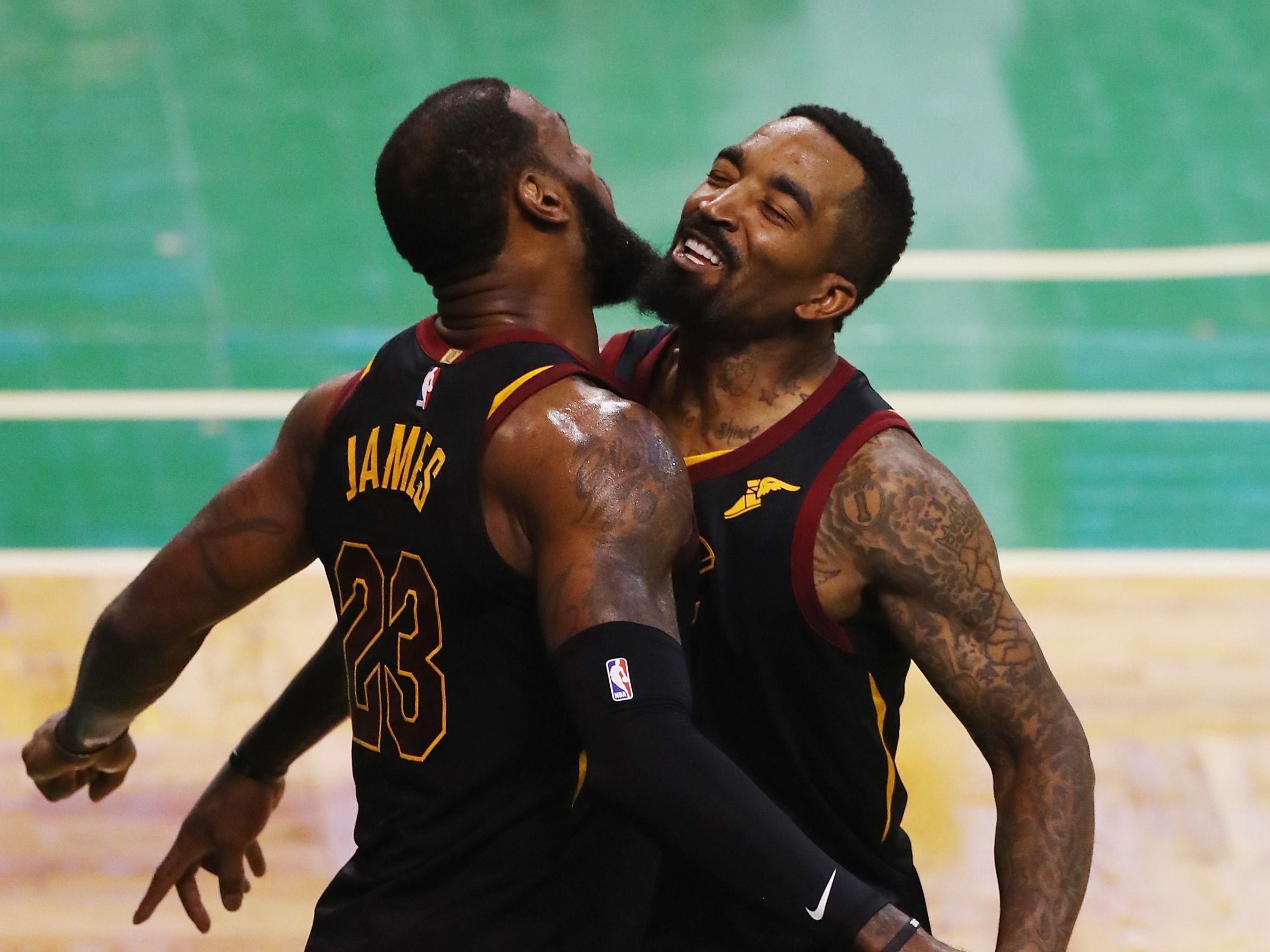 LeBron James and J.R. Smith playing for the Cleveland Cavaliers