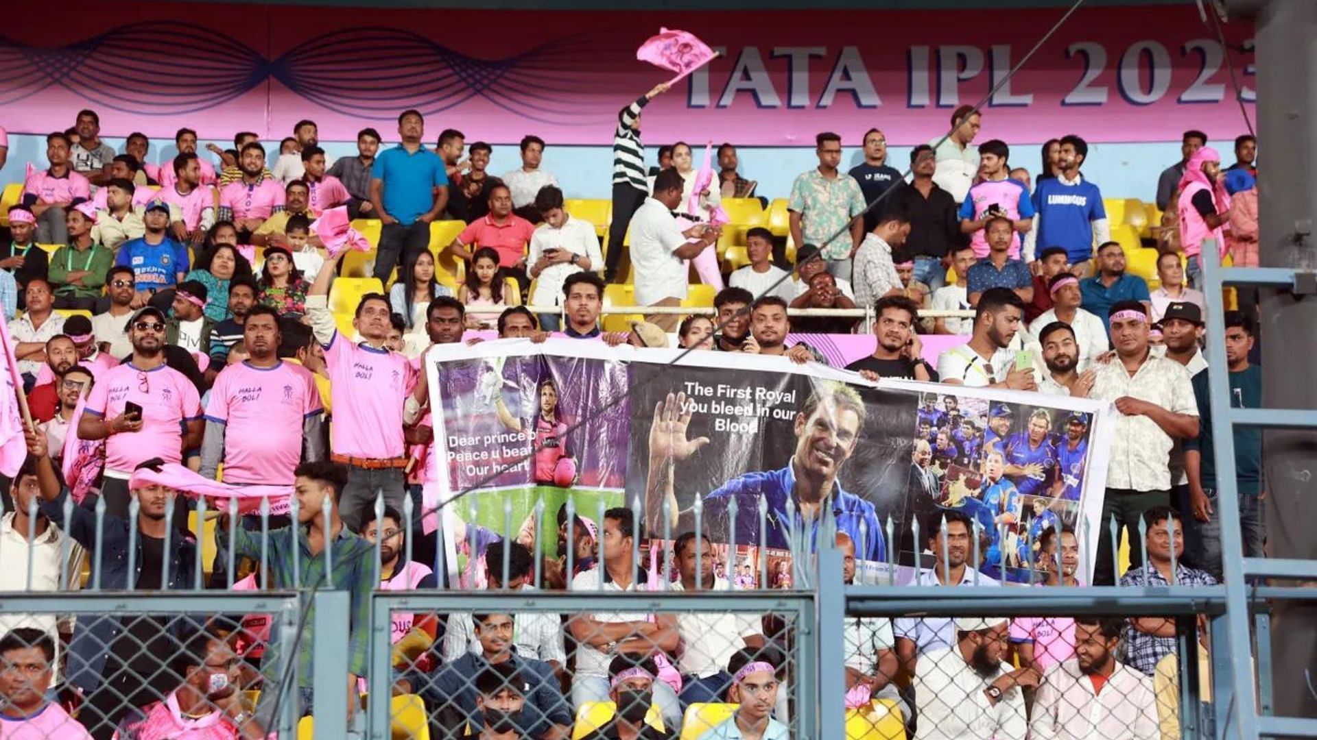 Fans in Guwahati cheering for RR during their IPL 2023 game vs PBKS (P.C.:iplt20.com)