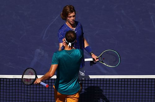 Andrey Rublev and Grigor Dimitrov at the 2023 BNP Paribas Open