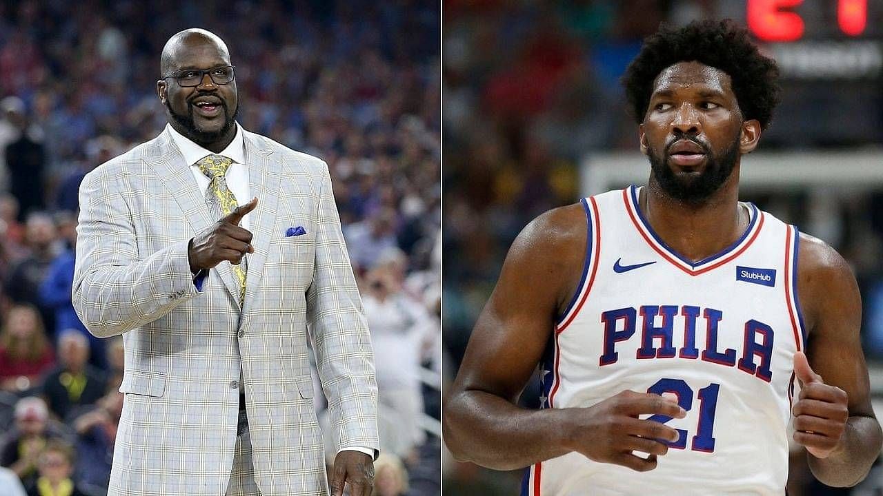 NBA legend-turned-TNT analyst Shaquille O&rsquo;Neal and Philadelphia 76ers superstar center Joel Embiid