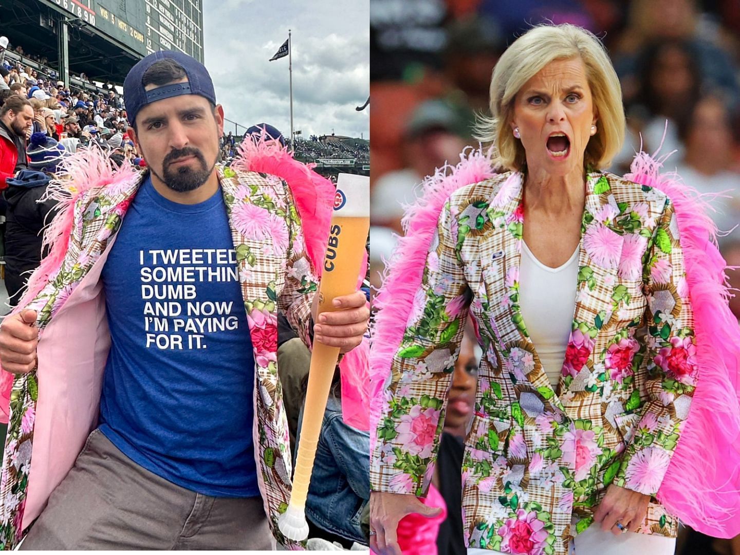 Austin Huff and Kim Mulkey (Left Photo: Chicago Cubs/Twitter)