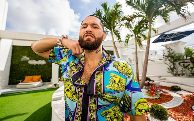 What shirt was Jorge Masvidal wearing at UFC 287 media day? 'Gamebred' seen sporting an Italian opera inspired outfit
