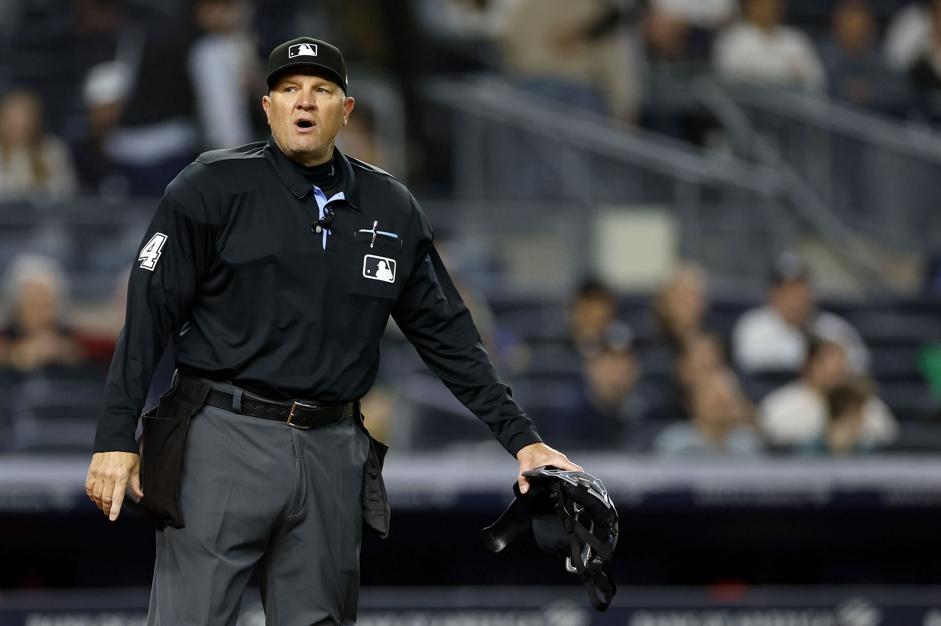 Uumpire Chad Fairchild during the ninth inning of a New York Yankees/Philadelphia Phillies game