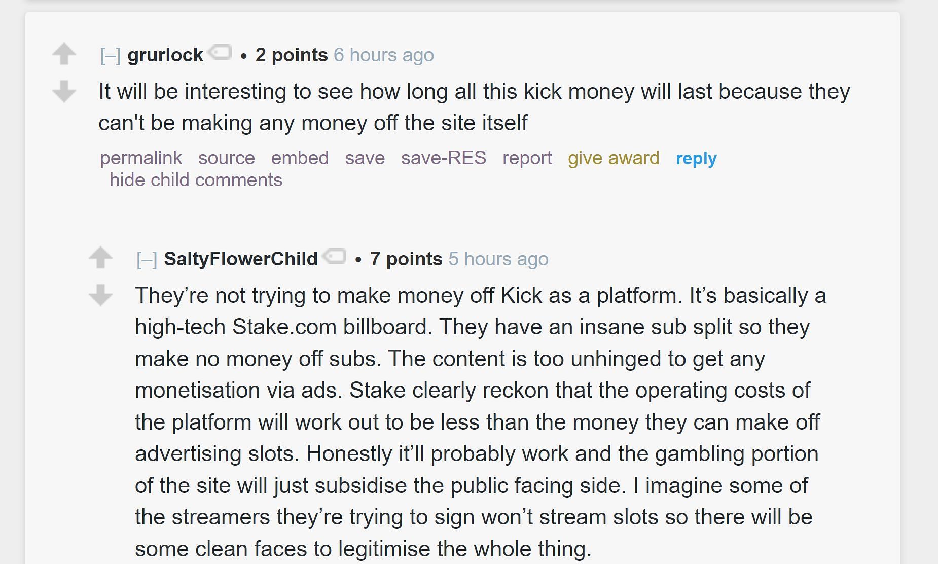 Redditors discussing the streamer&#039;s potential move to Kick 2/4 (Image via r/LivestreamFail)