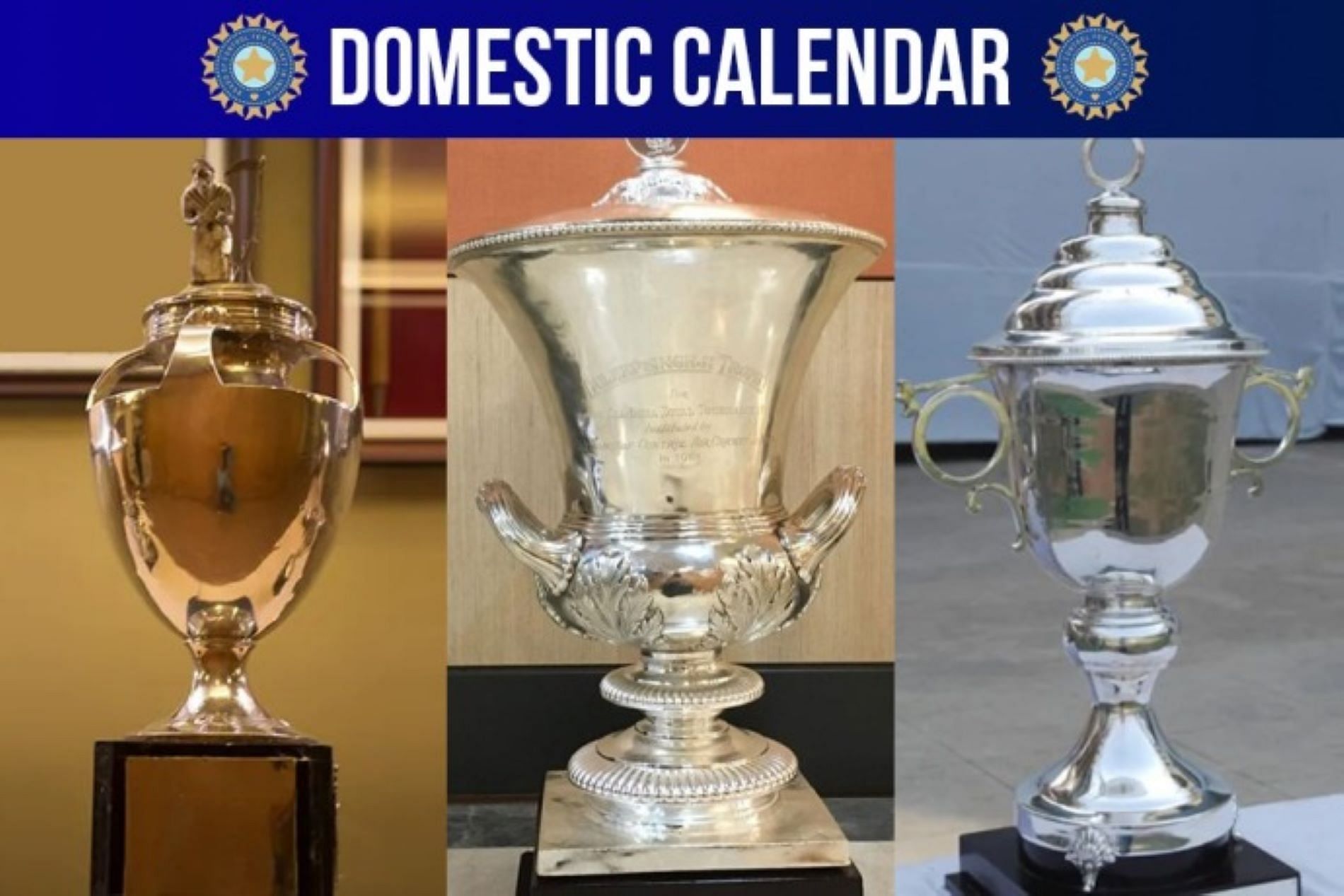 As per the BCCI&#039;s schedule, the Indian domestic season is expected to start with the Duleep Trophy and culminate with the Ranji Trophy.