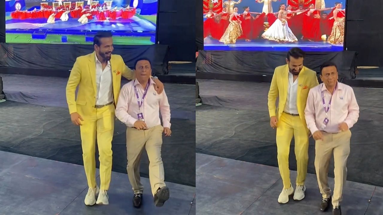 Irfan Pathan and Sunil Gavaskar dance on Natu Natu (PC: Instagram)