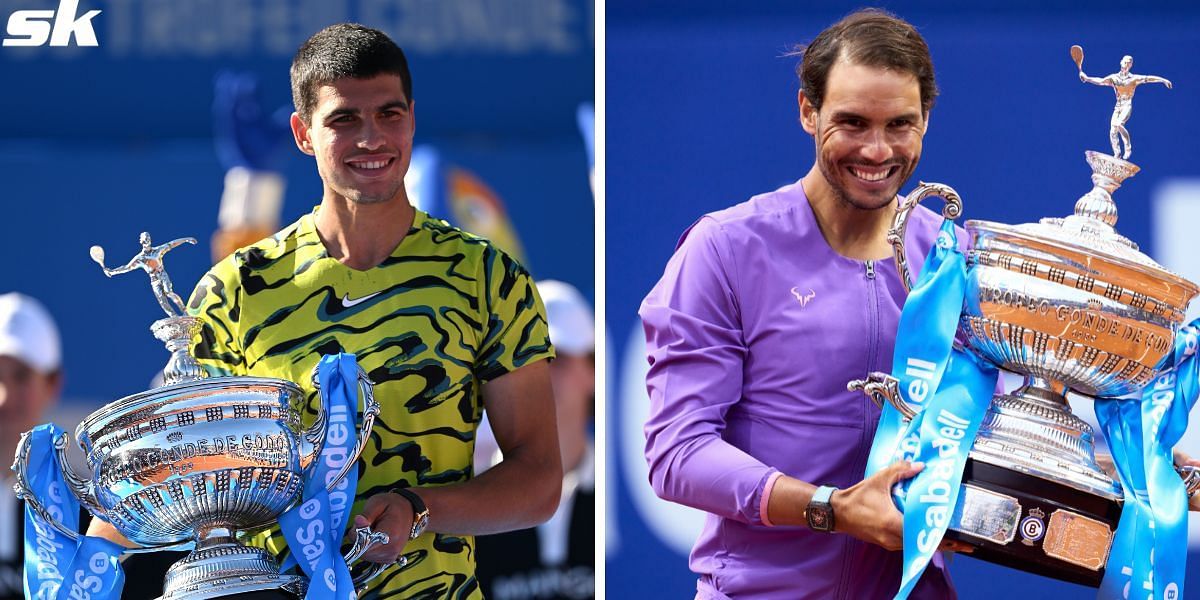 Carlos Alcaraz (L) and Rafael Nadal (R)