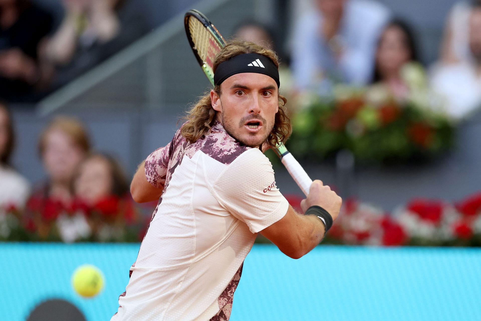 Stefanos Tsitsipas in action at the 2023 Madrid Open