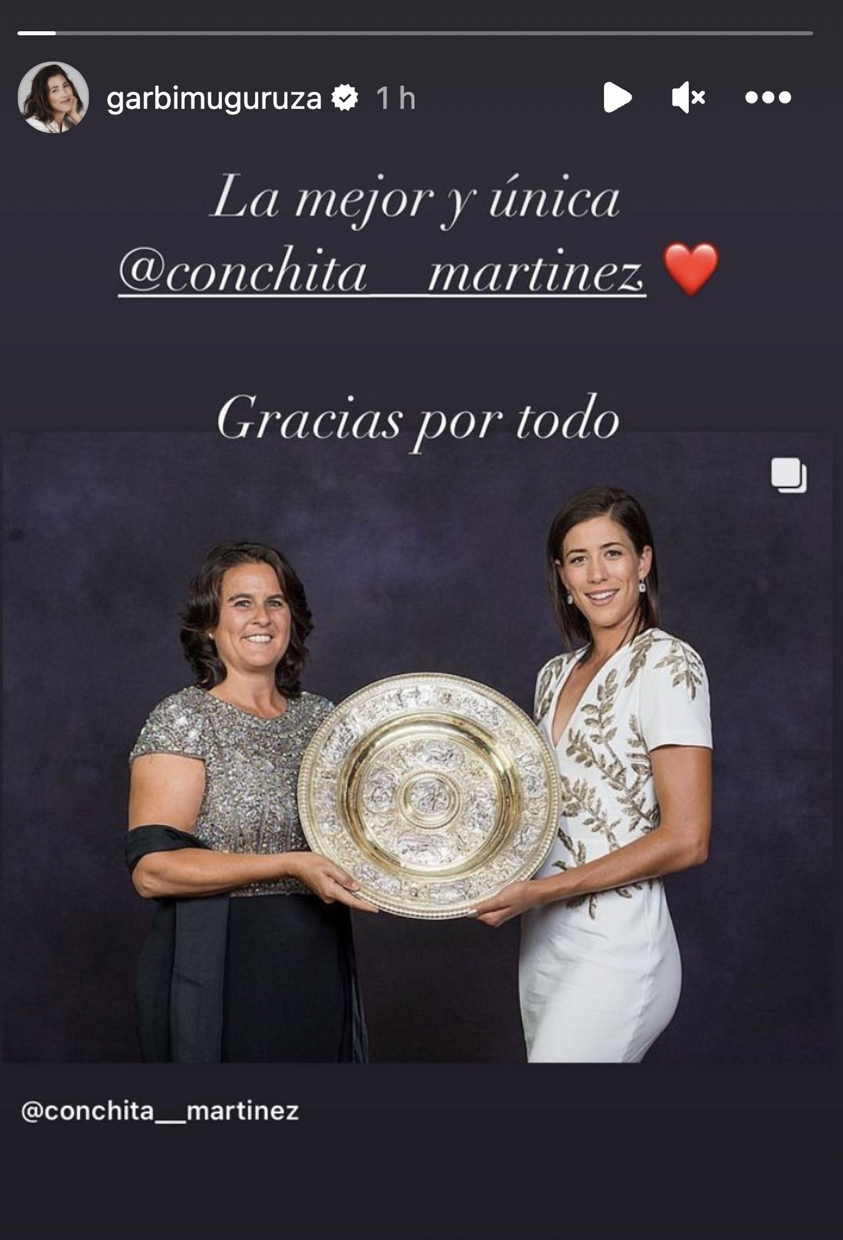 Garbine Muguruza&#039;s Instagram story