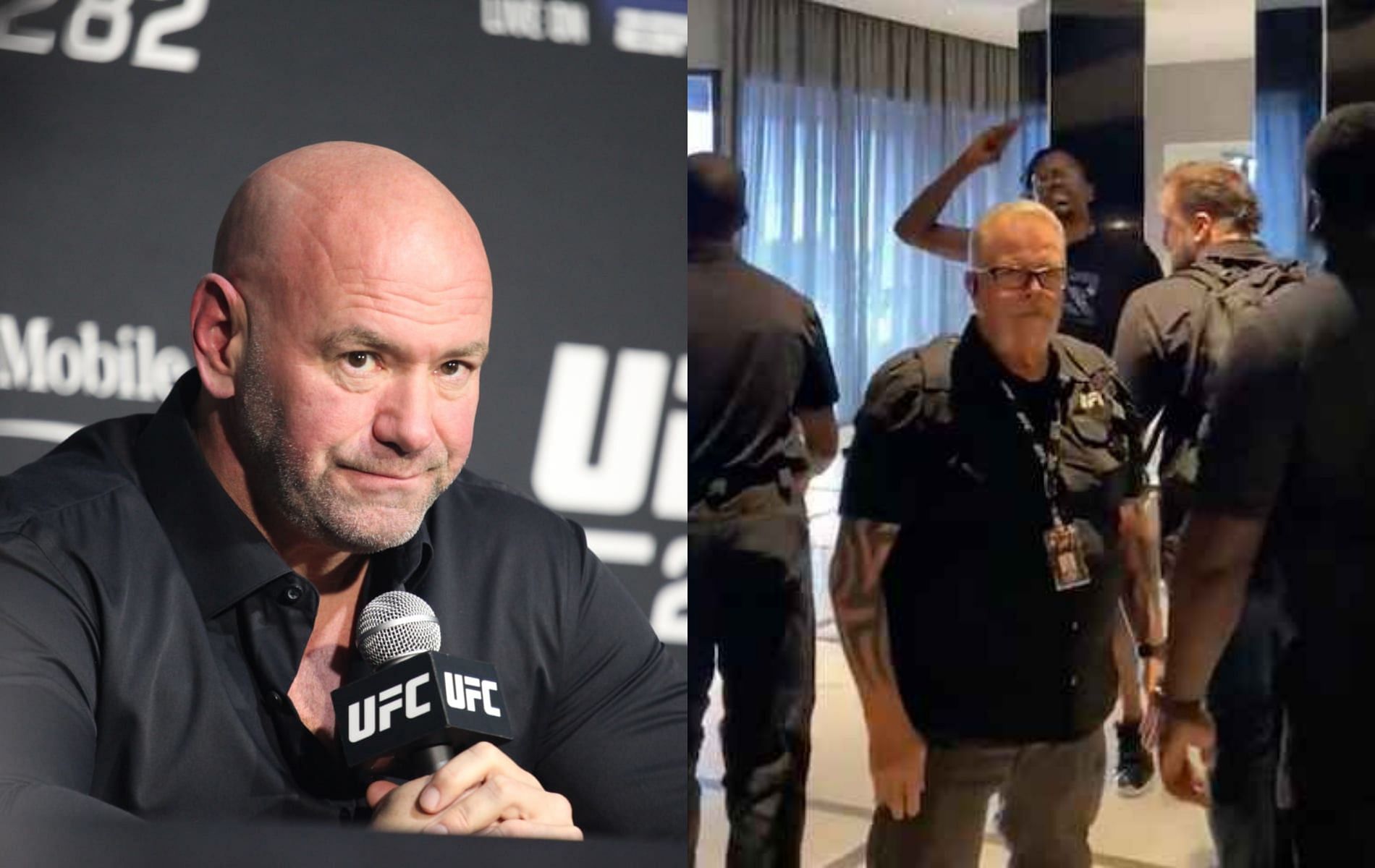 Dana White (left) Jorge Masvidal - Kevin Holland altercation (right)