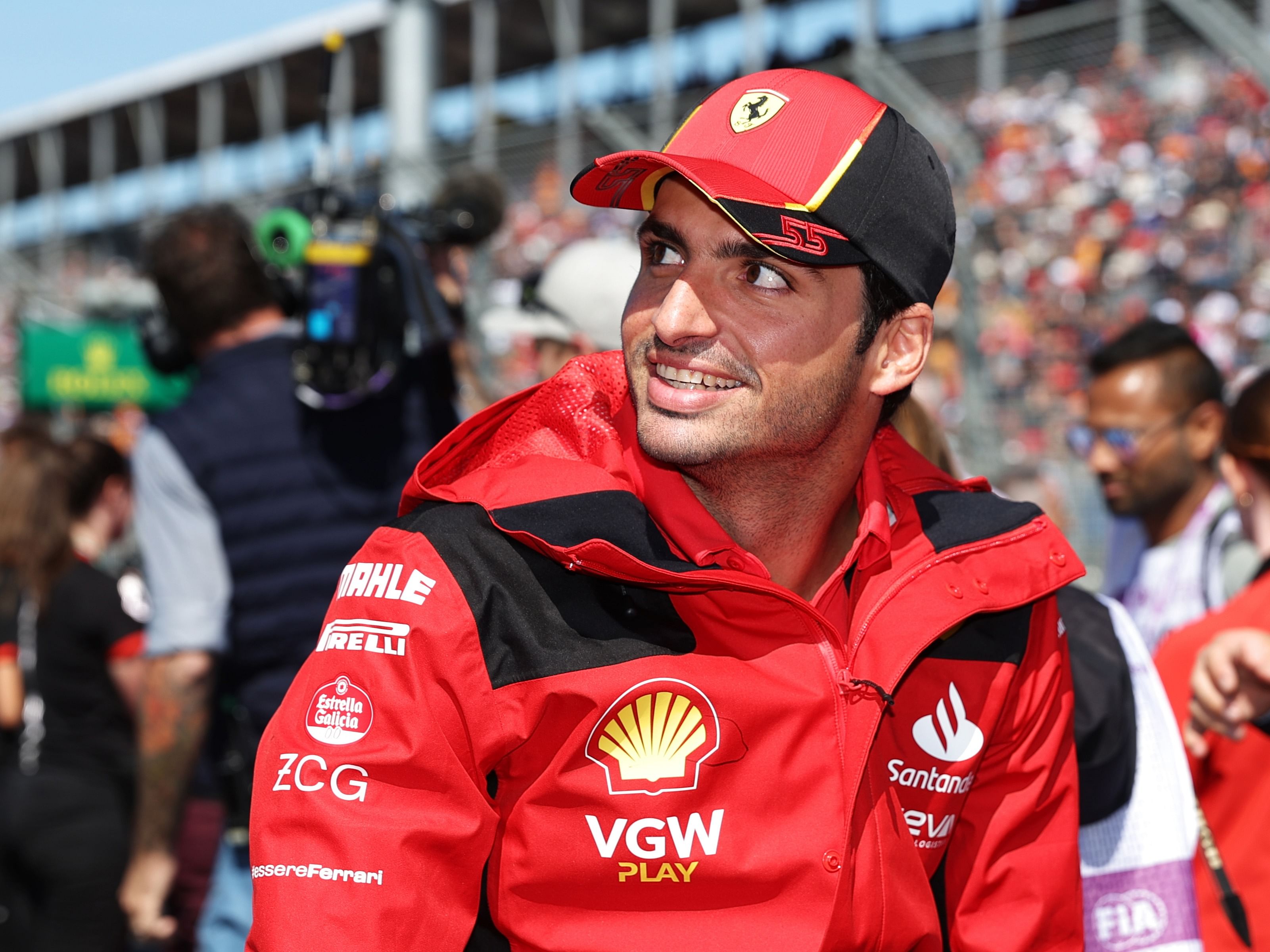 Carlos Sainz looks on from the drivers parade prior to the 2023 F1 Australian Grand Prix (Photo by Robert Cianflone/Getty Images)