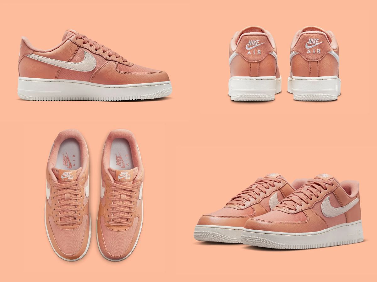 The upcoming Nike Air Force 1 Low &quot;Amber Brown&quot; sneakers come constructed out of multiple materials (Image via Sportskeeda)