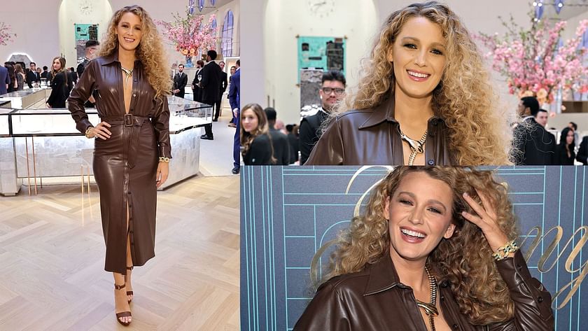 Blake Lively's Brown Leather Dress at Tiffany & Co. Event