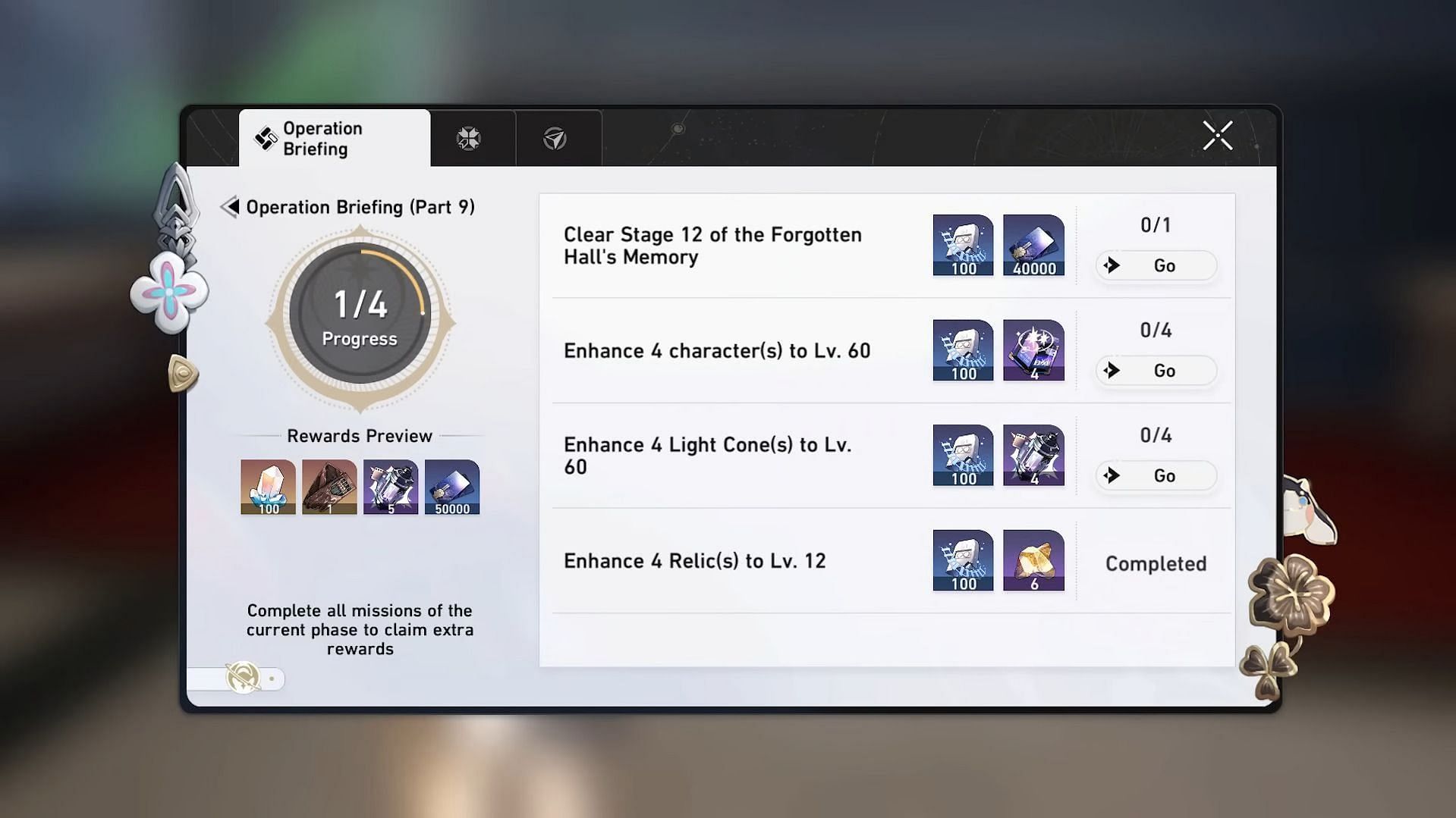You can complete Operation Briefing to gain some experience (Image via HoYoverse)