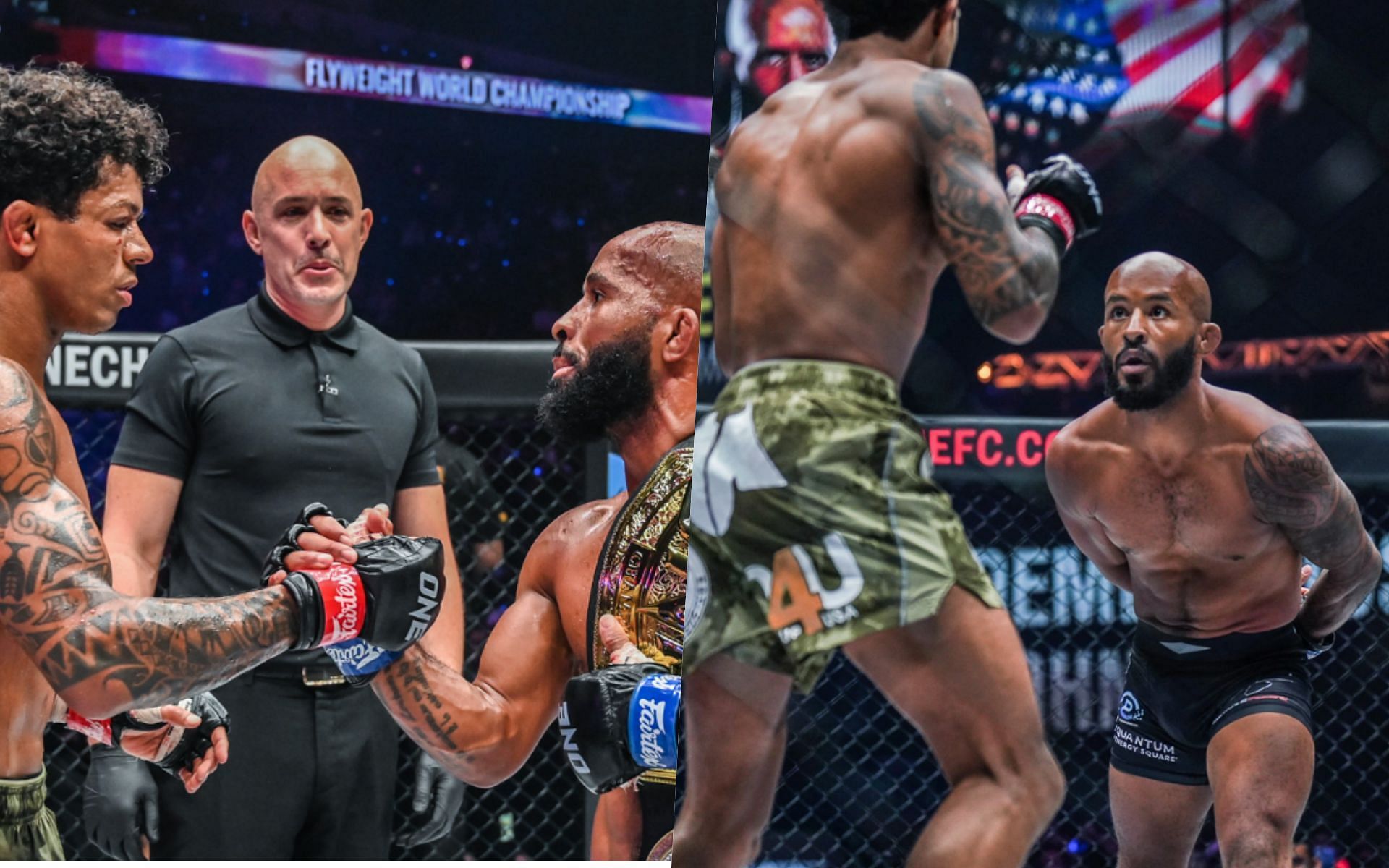 Adriano Moraes and Demetrious Johnson. | Photo by ONE Championship