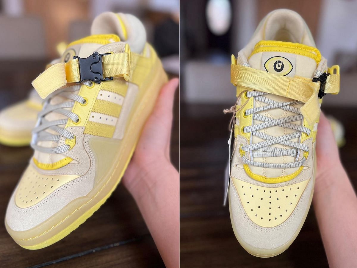 Bad Bunny x Adidas Forum Buckle Low &quot;Yellow&quot; sneakers (Image via Complex)