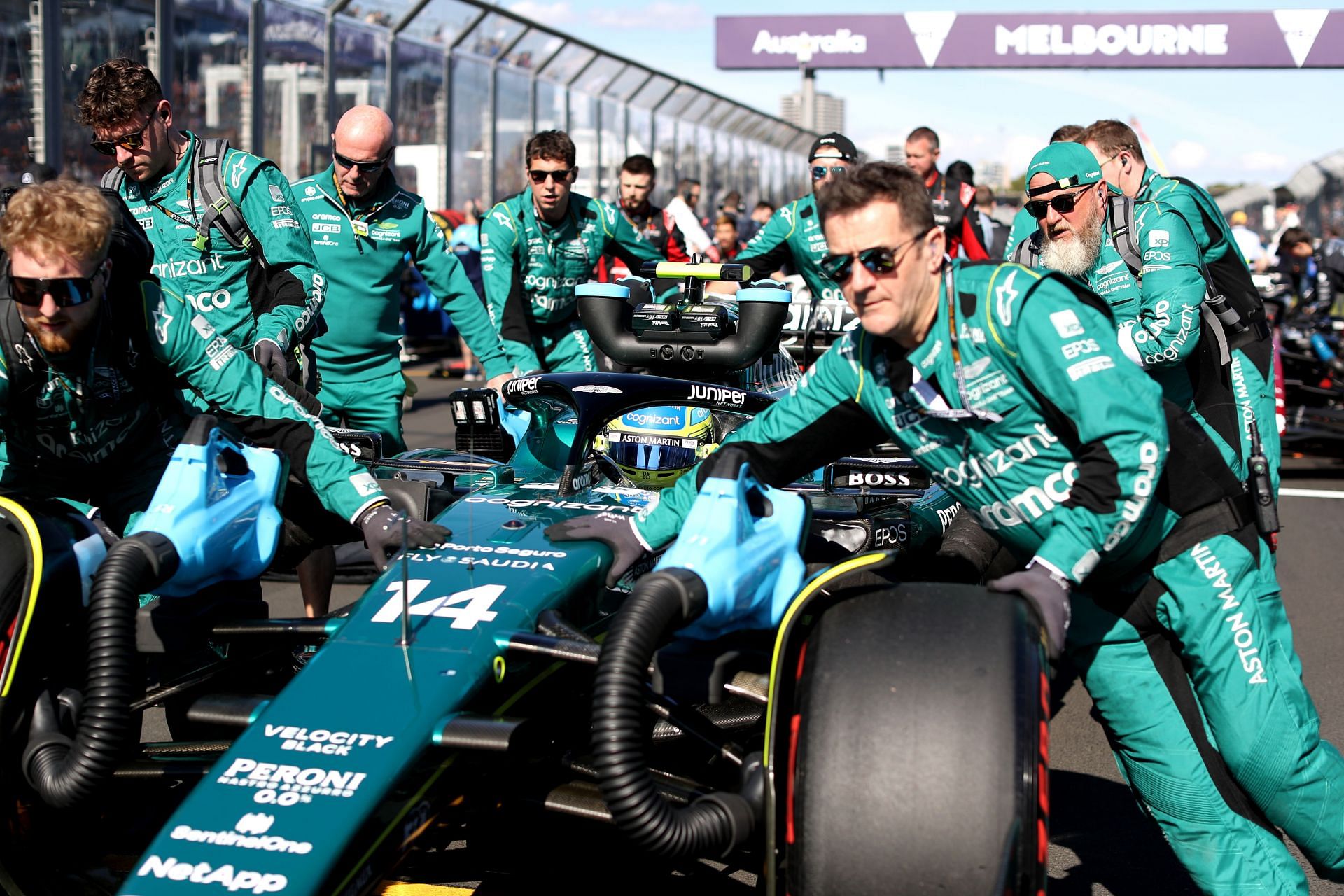 Fernando Alonso and his Aston Martin team