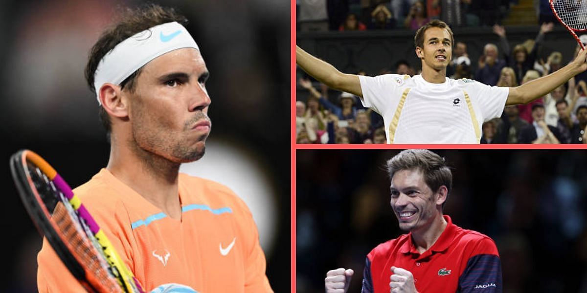 Rafael Nadal (left), Lukas Rasol (top), Nicolas Mahut (bottom)