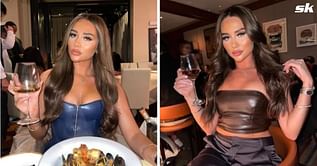 Stylish football star Gabby Howell thrills fans with pictures in leather corset as she goes out to dinner