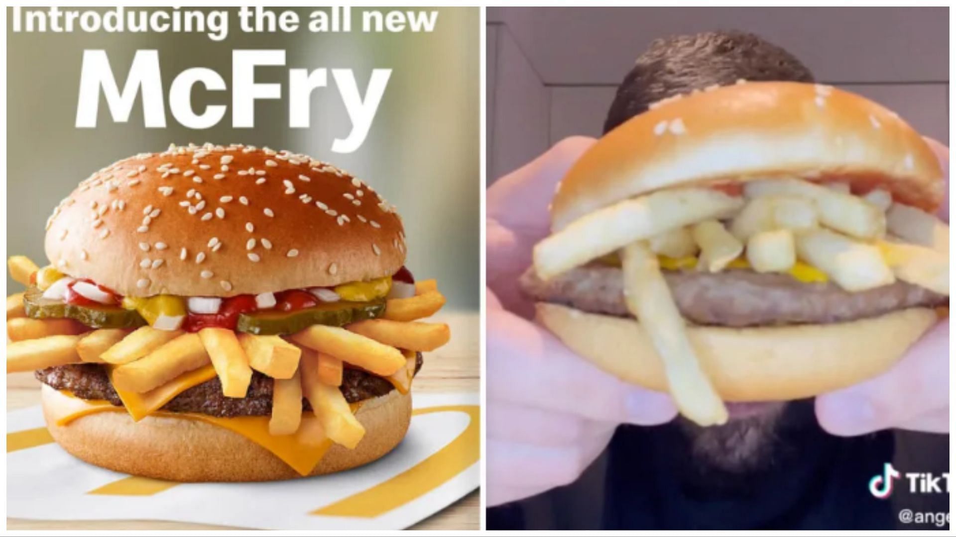 McDonald&#039;s Australia pranked customers for April Fool&#039;s Day by introducing their &#039;new&#039; burger, the McFry. Source: TikTok/Facebook