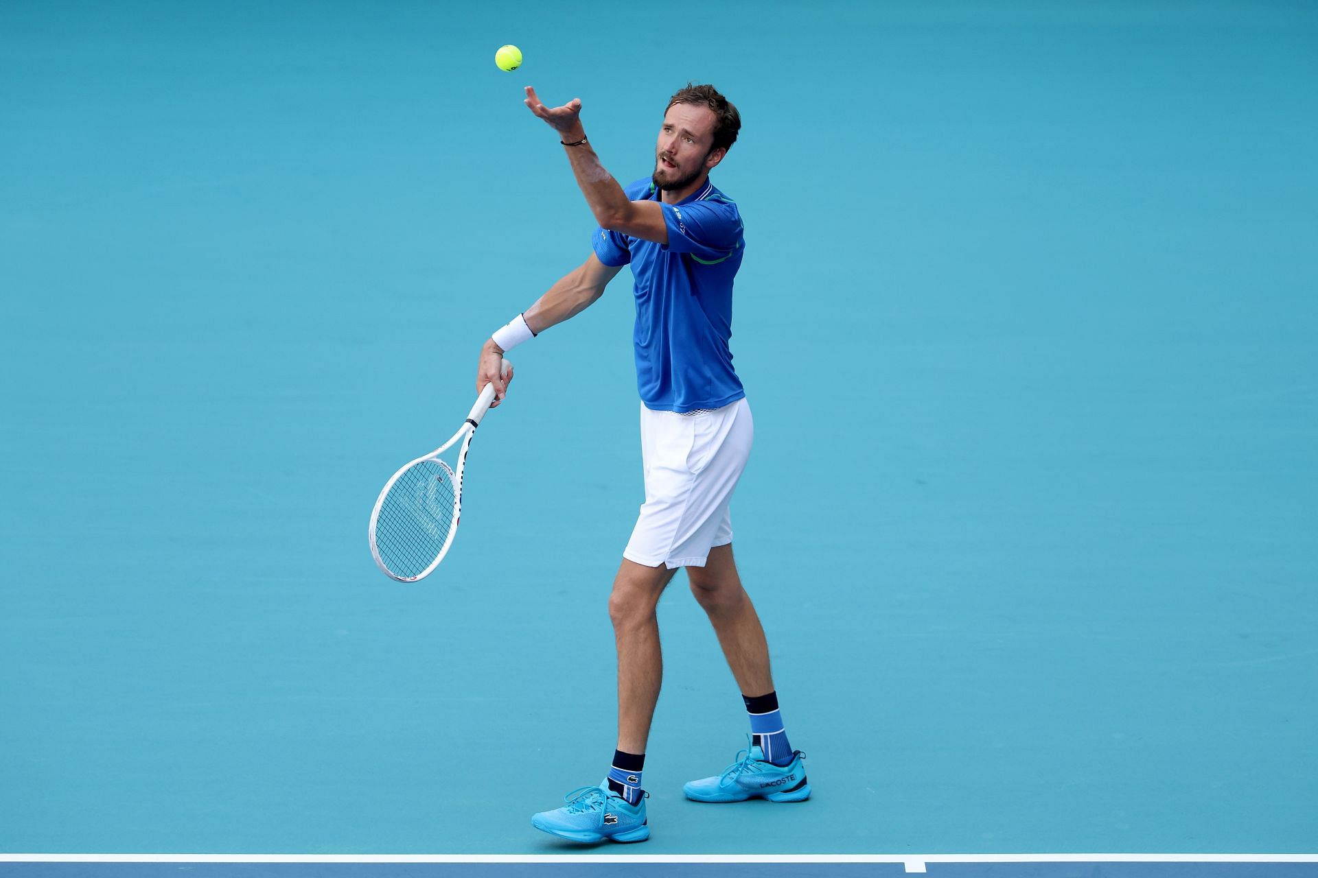 Daniil Medvedev in action at the 2023 Miami Open final