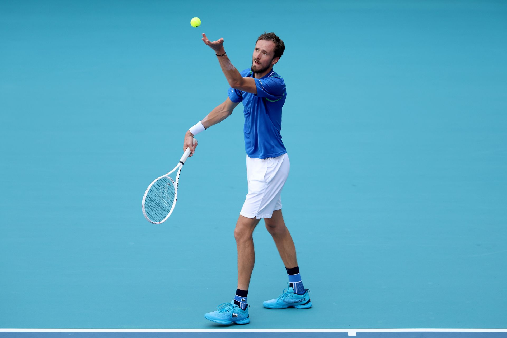 Daniil Medvedev in action at the 2023 Miami Open final