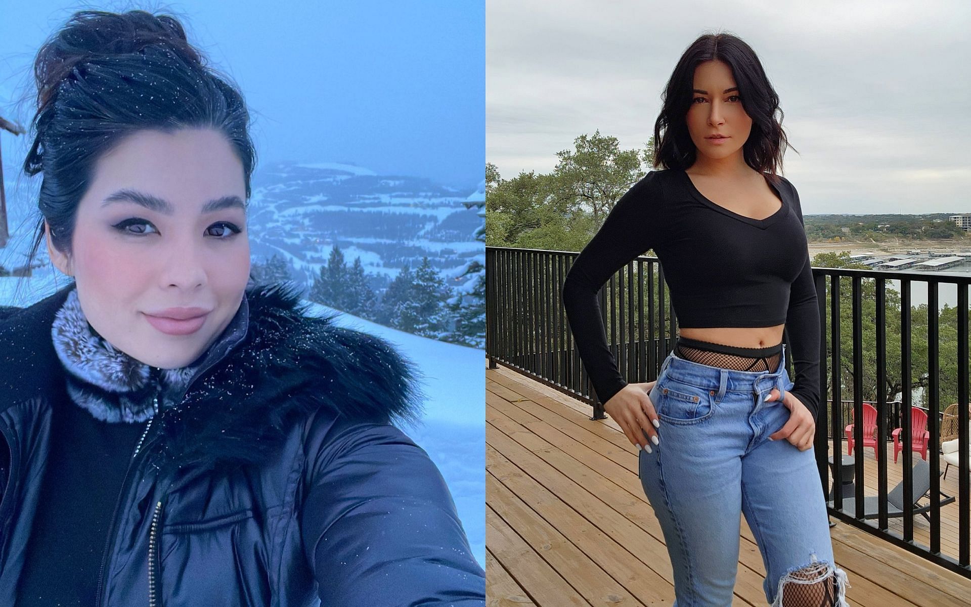 Alinity responds after Caroline Kwan claimed she could easily beat the former in a boxing match (Images via Caroline Kwan and Alinity/Twitter)