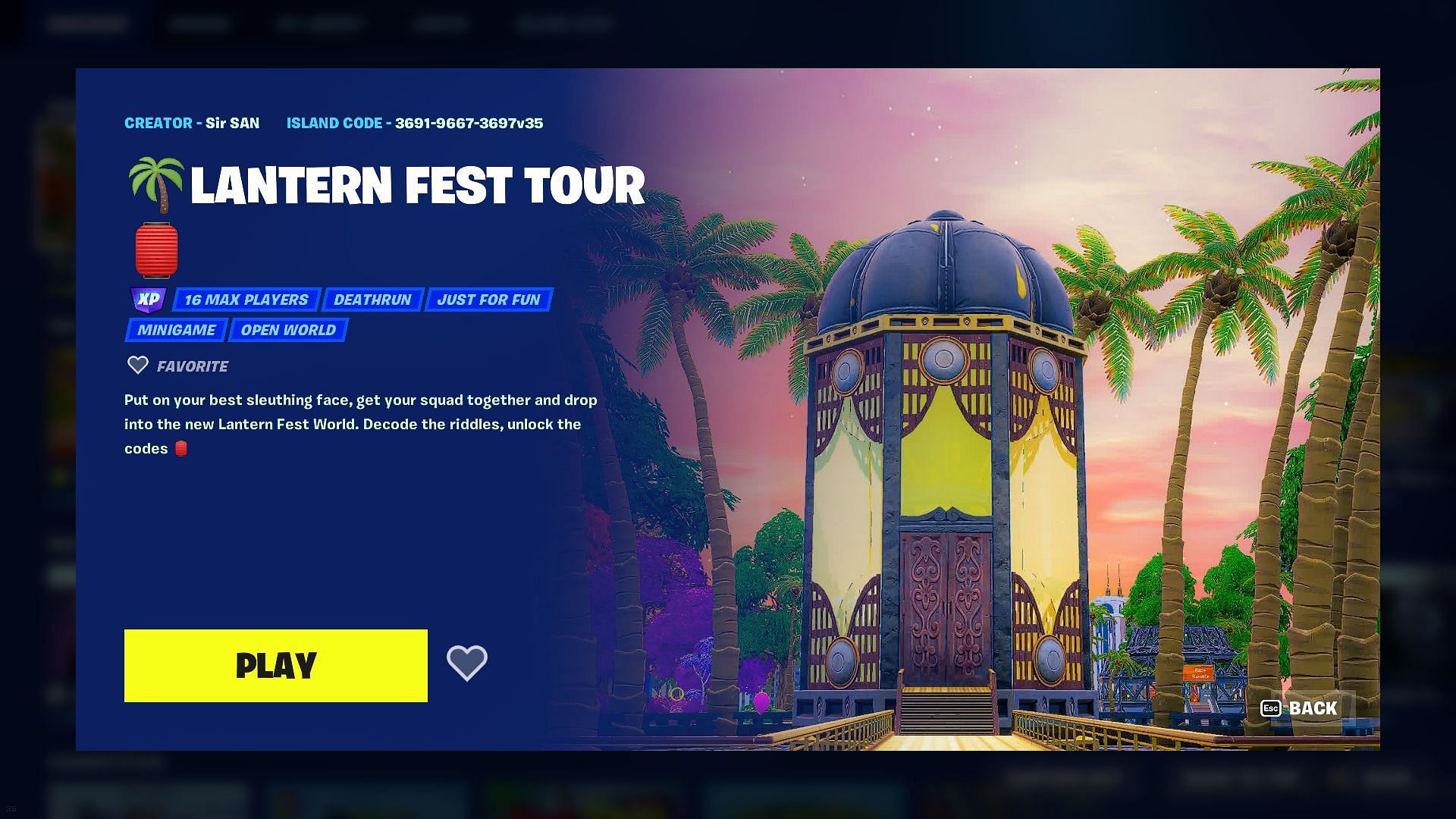 The Lantern Fest Tour Creative Map is beautiful in every way (Image via Epic Games)