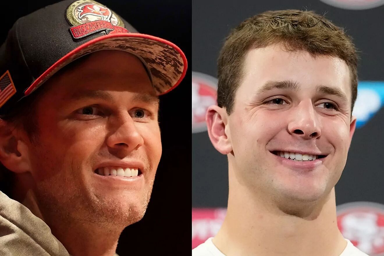 Quarterbacks Tom Brady and Brock Purdy