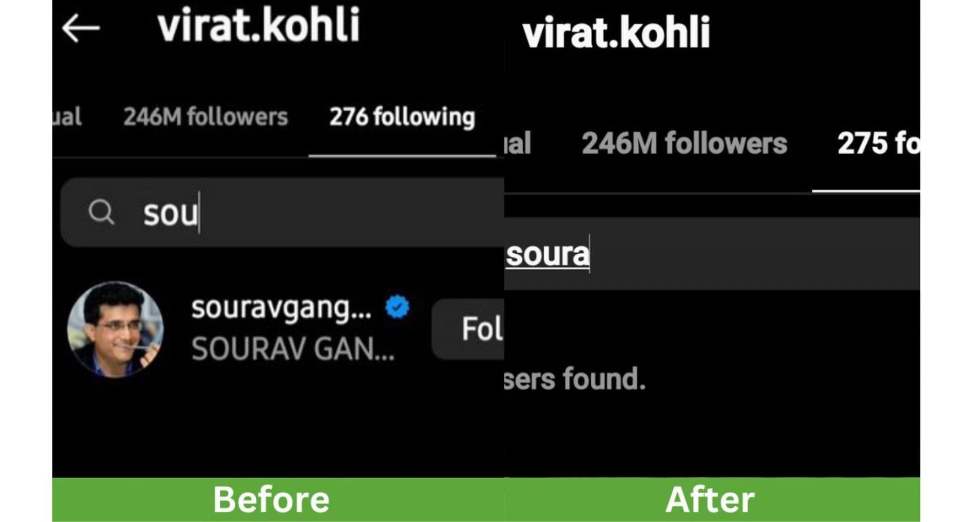 Virat Kohli&#039;s Instagram account before and after pictures [Pic credits: cricketcountry]