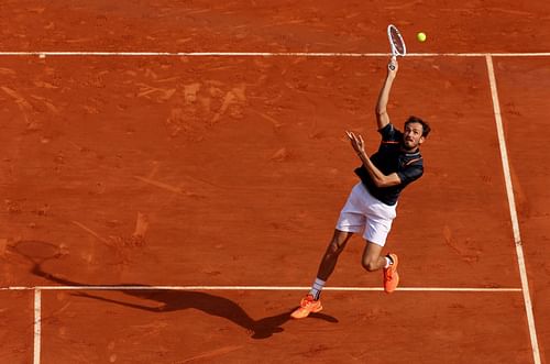 Daniil Medvedev pictured at the 2023 Rolex Monte-Carlo Masters - Day Four.