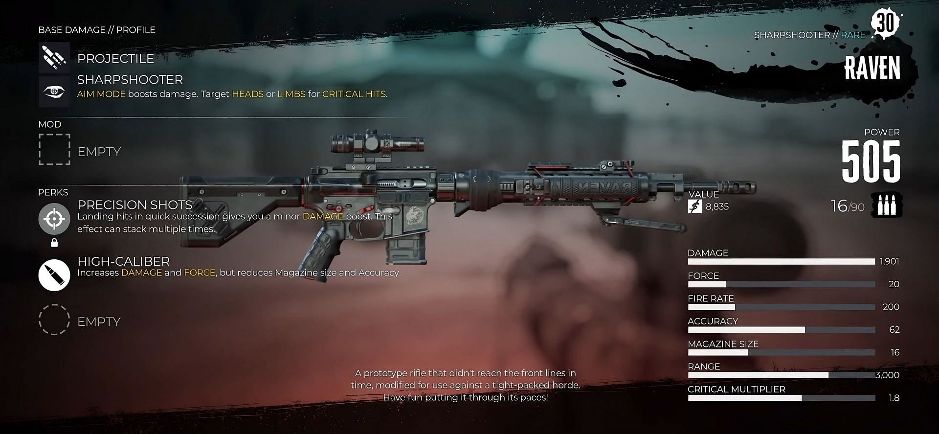 Ranged weapon stats explained in Dead Island 2 (Image via Dambuster Studios)