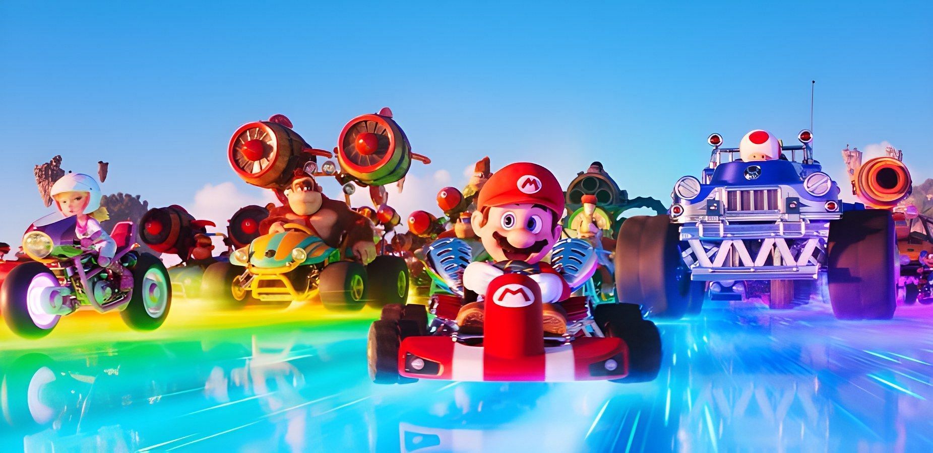 The Rainbow Road course is a fan favorite, as it tests both the skill and strategy of players. (Image via Universal Pictures)