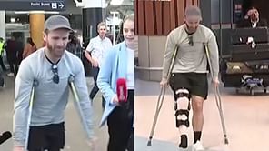 "It's not too painful at the moment"- Kane Williamson walks on crutches with heavy-duty knee brace at Auckland airport after injury in IPL 2023