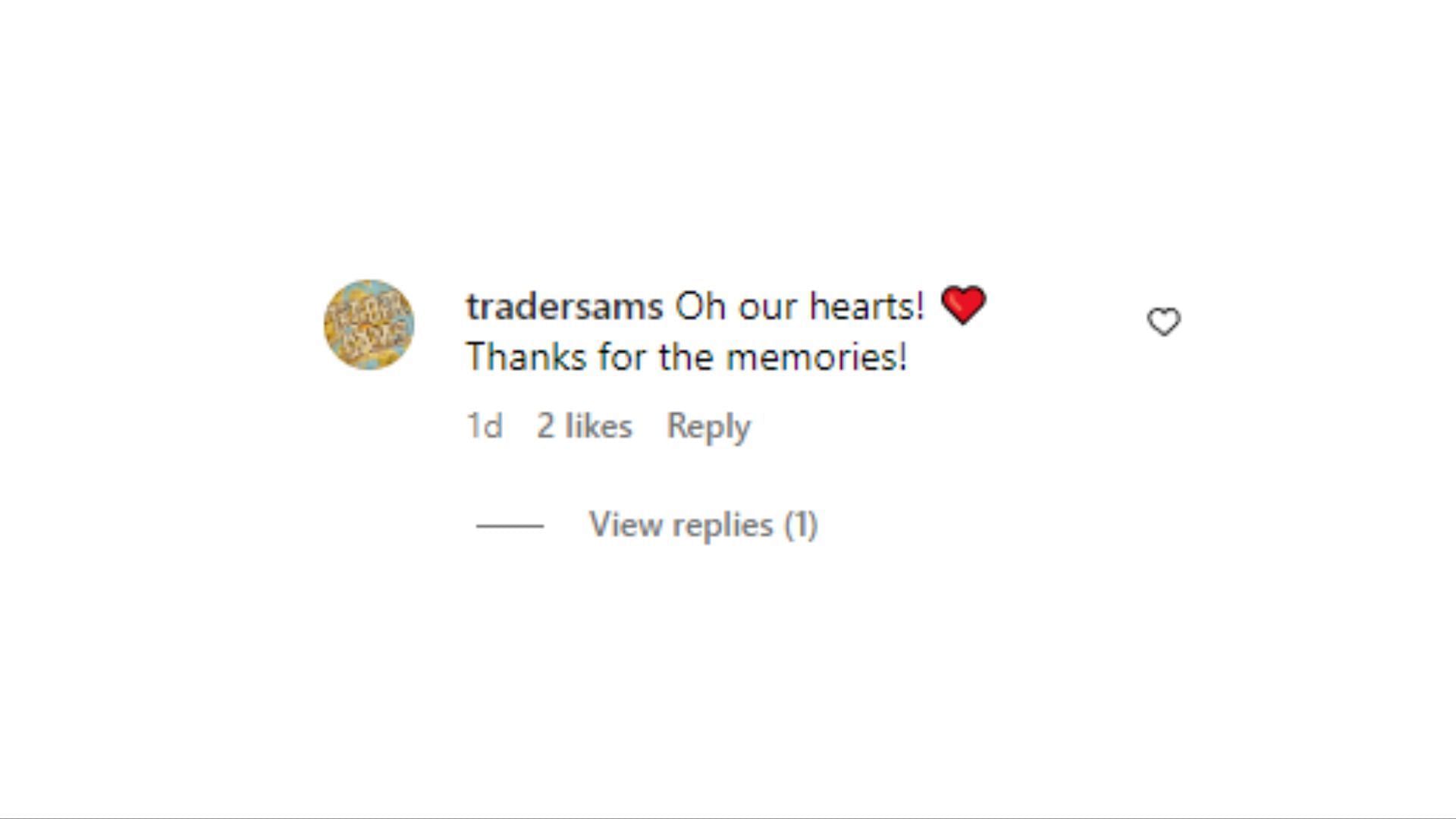 comment by the user @tradersams on Instagram (Image via Instagram)