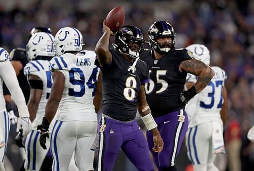 Lamar Jackson during Indianapolis Colts v Baltimore Ravens