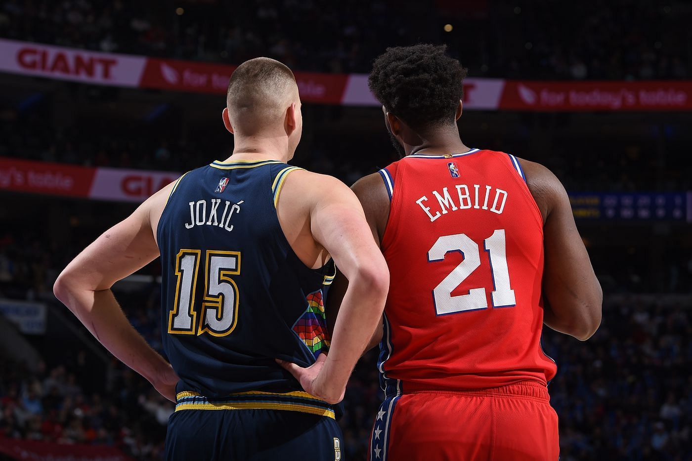 NBA superstar big men Nikola Jokic and Joel Embiid