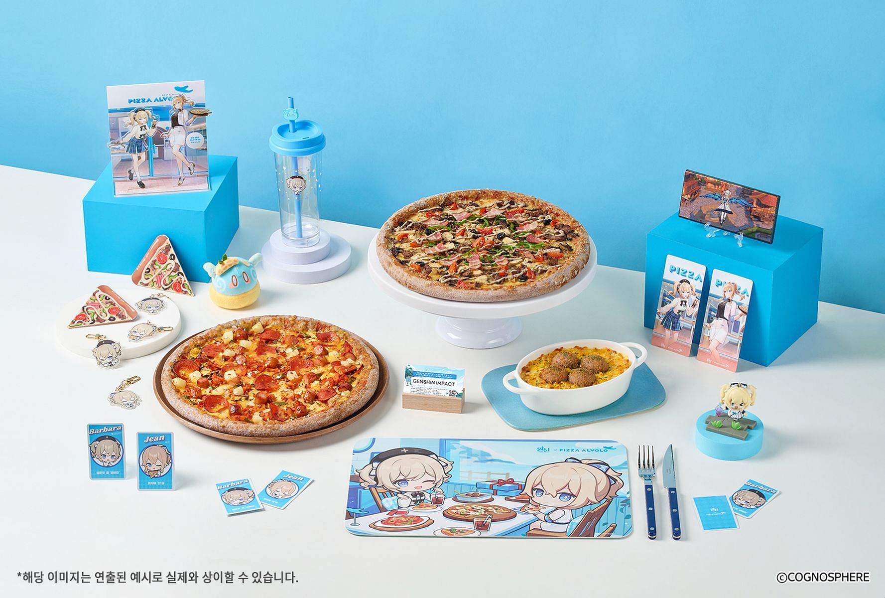 Some of the food and Genshin Impact-themed merchandise (Image via HoYoverse)
