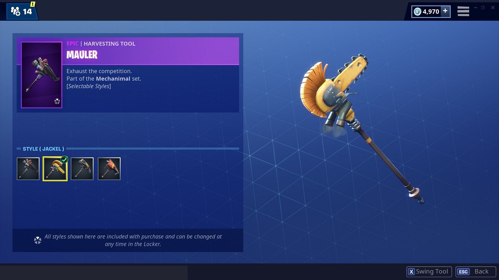 Mauler is among the rarest pickaxes in the game (Image via Epic Games)