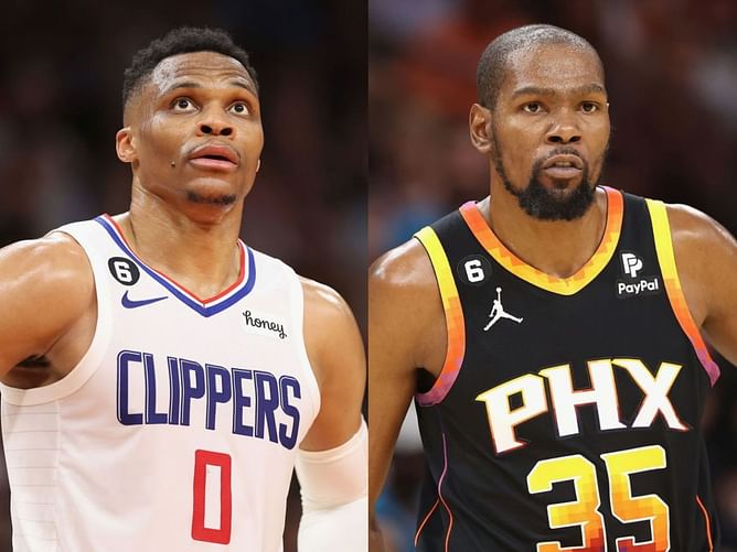 Former teammates Russell Westbrook and Kevin Durant exchange words as both superstars are going at each other