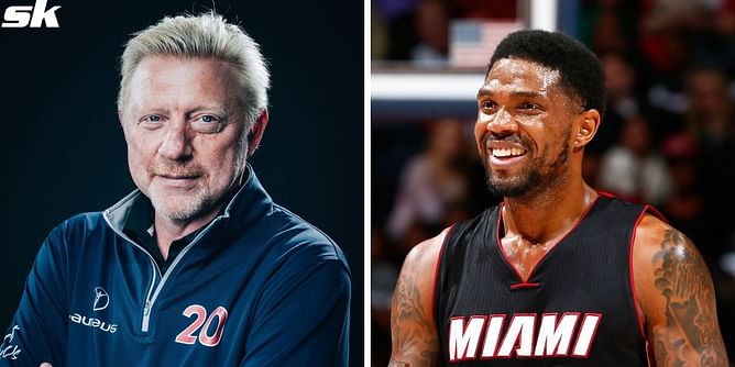 Boris Becker honors Udonis Haslem after his final game of the NBA regular season