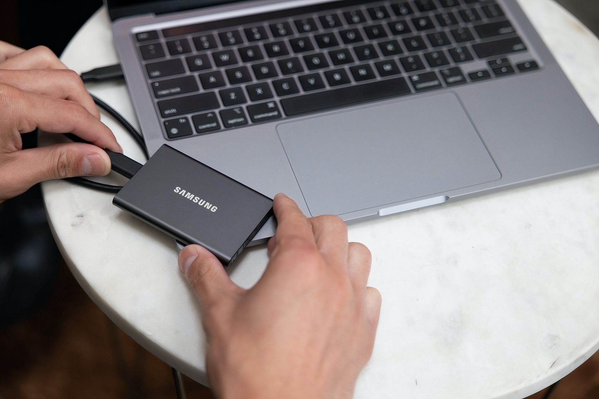 Portable storage SSD (Image via Unsplash/Samsung Memory)