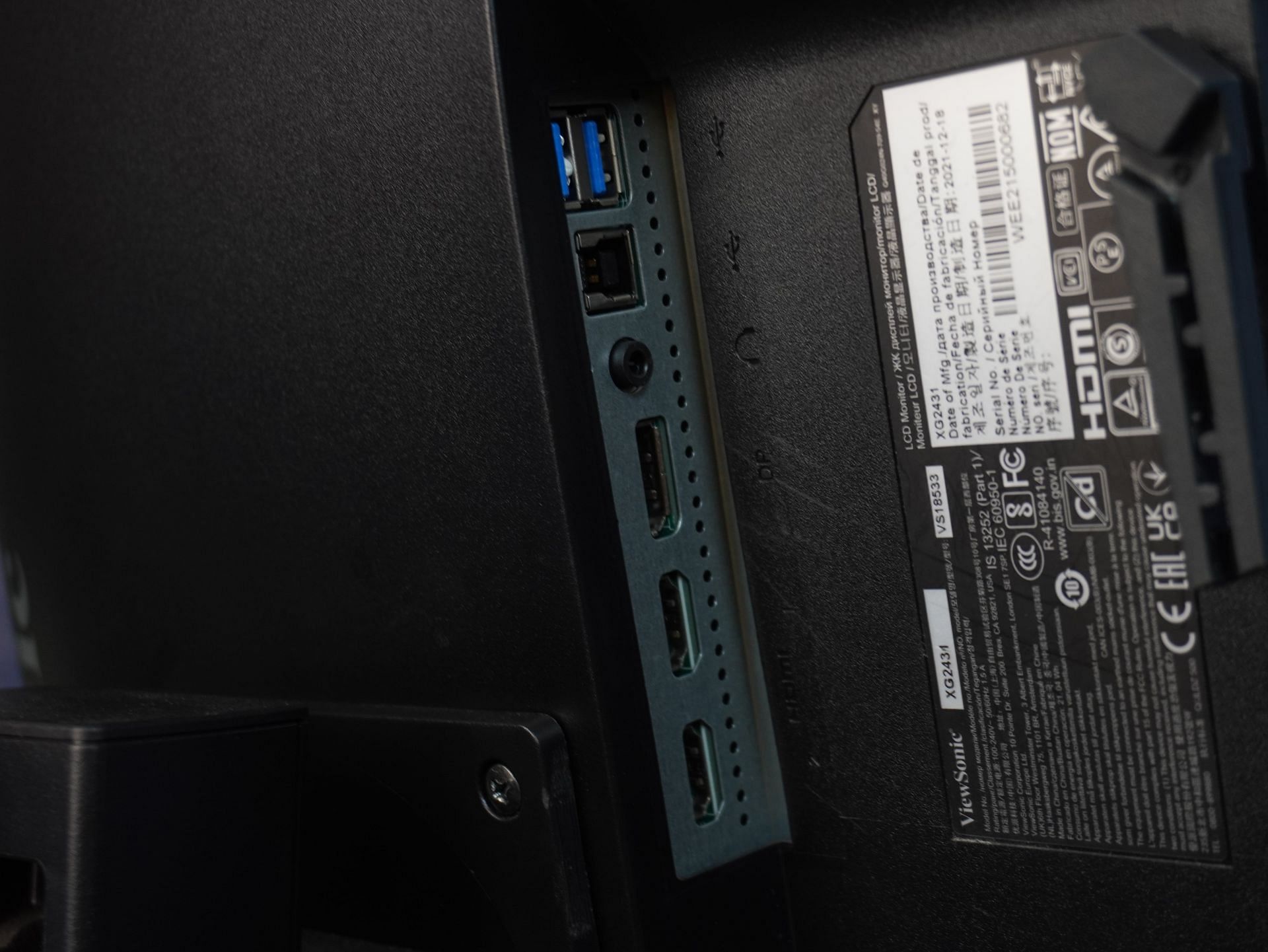 The connectivity options on the ViewSonic XG2431 monitor (Image via Sportskeeda)