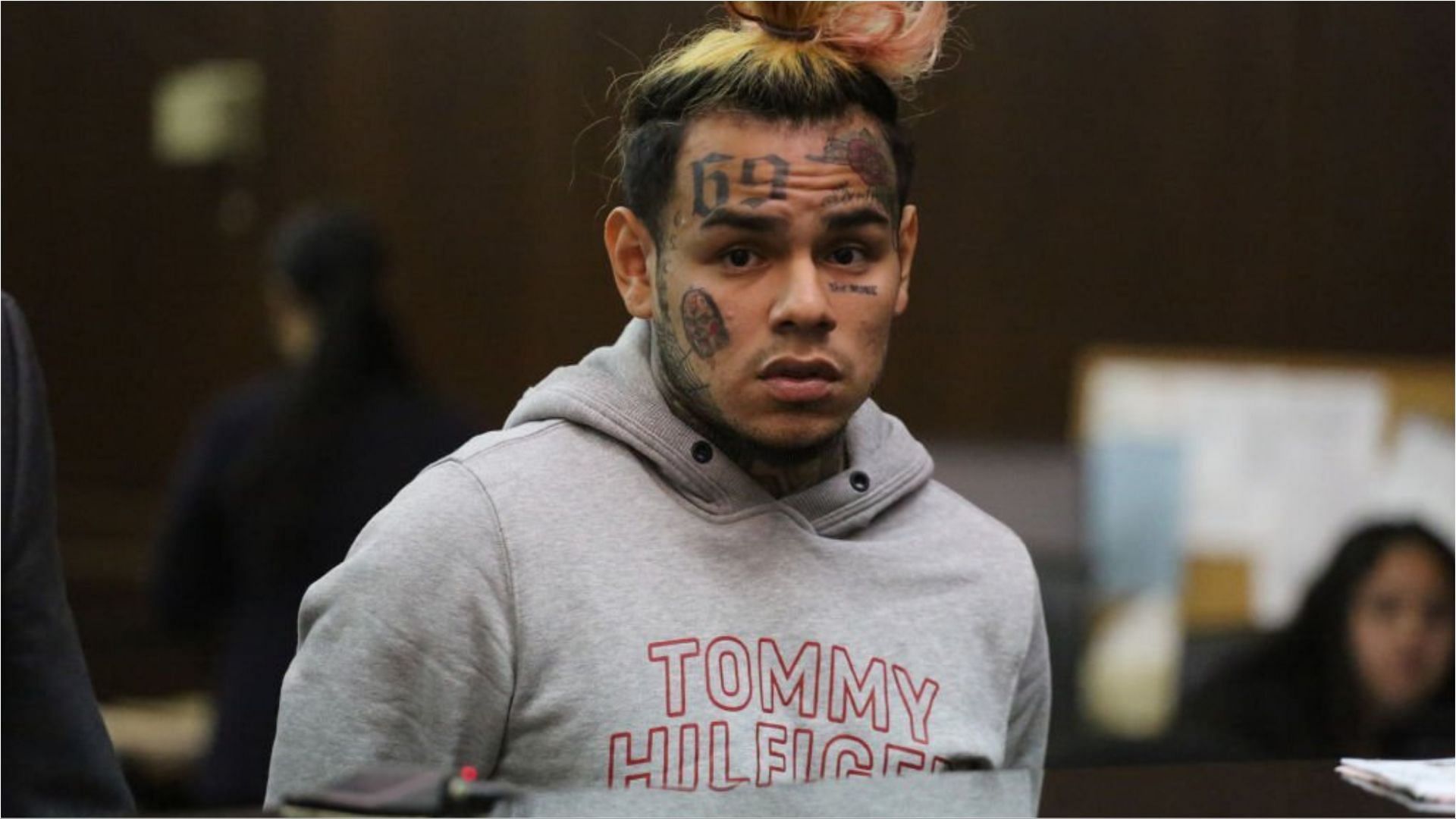 6ix9ine was hospitalized after being attacked (Image via Jefferson Siegel/Getty Images)