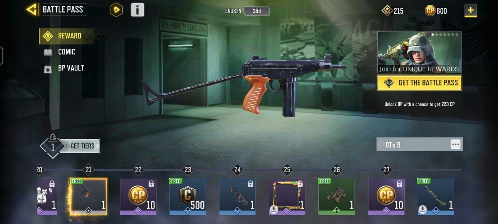 The new Season 4 SMG in Battle Pass (Image via COD Mobile)