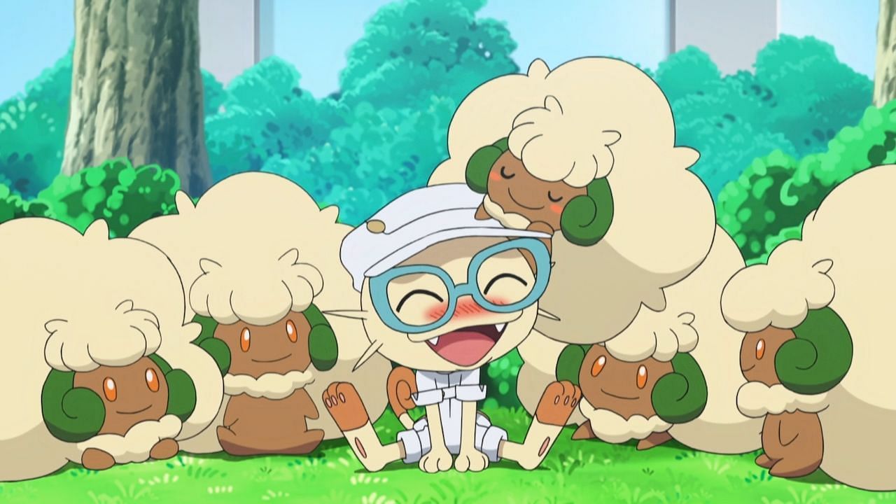 A flock of Whimsicott as seen in the anime (Image via The Pokemon Company)