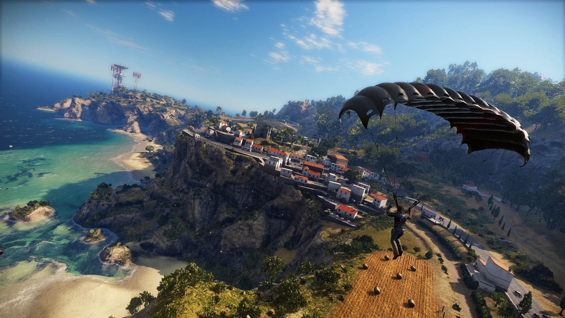 Parachuting in Just Cause 3 (Image via Square Enix)